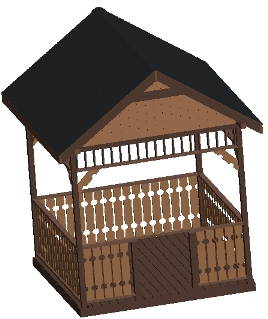 10 ft Square Gazebo Plan, Gable Roof