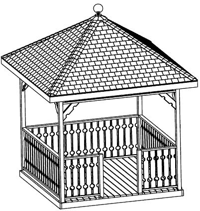 10 ft Square Gazebo Plan, Hip Roof