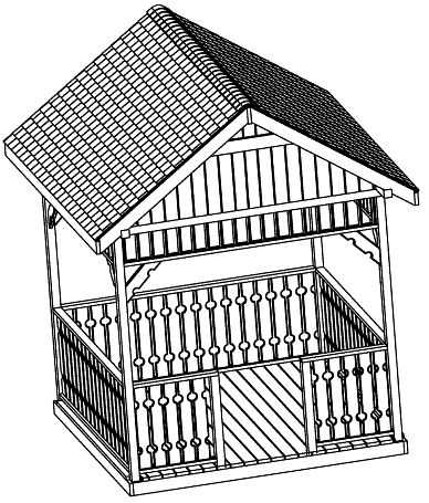 10 ft Square Gazebo Plan, Gable Roof