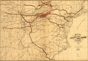 Map of the Atlantic and Great Western Railway, with its connections, 1866.